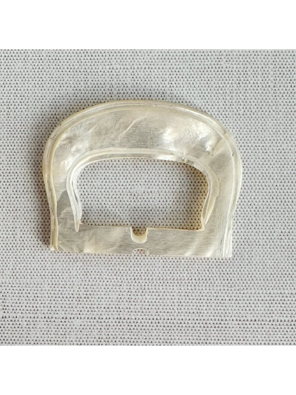 Vintage Carved Mother of Pearl Belt Buckle Stepped Border Natural Shell